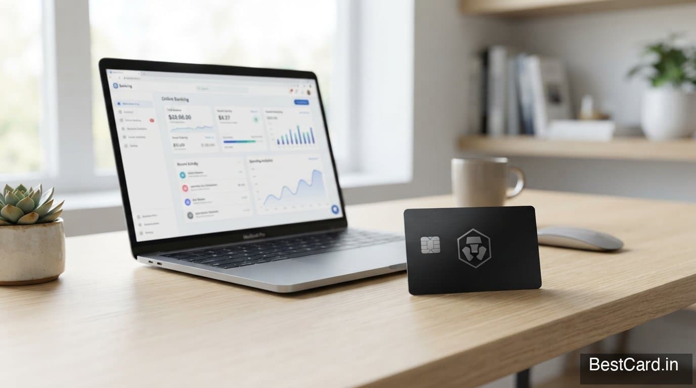 Person reviewing a credit card statement on a laptop