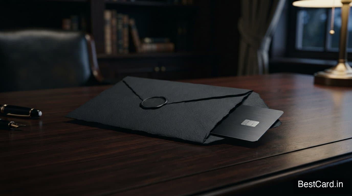 A relationship manager handing an exclusive black credit card to a client in an office setting