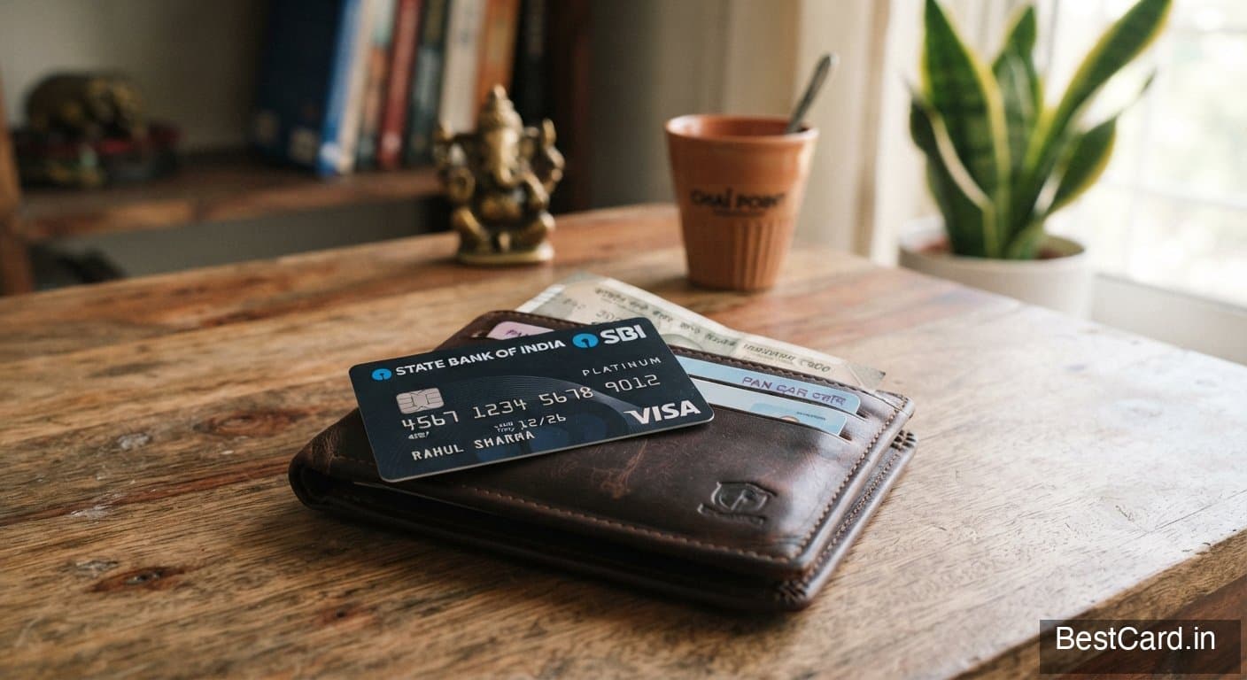 A Kotak Mahindra Bank credit card resting on a wallet