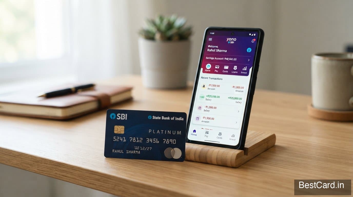SBI and Axis Bank credit cards placed side by side on a table