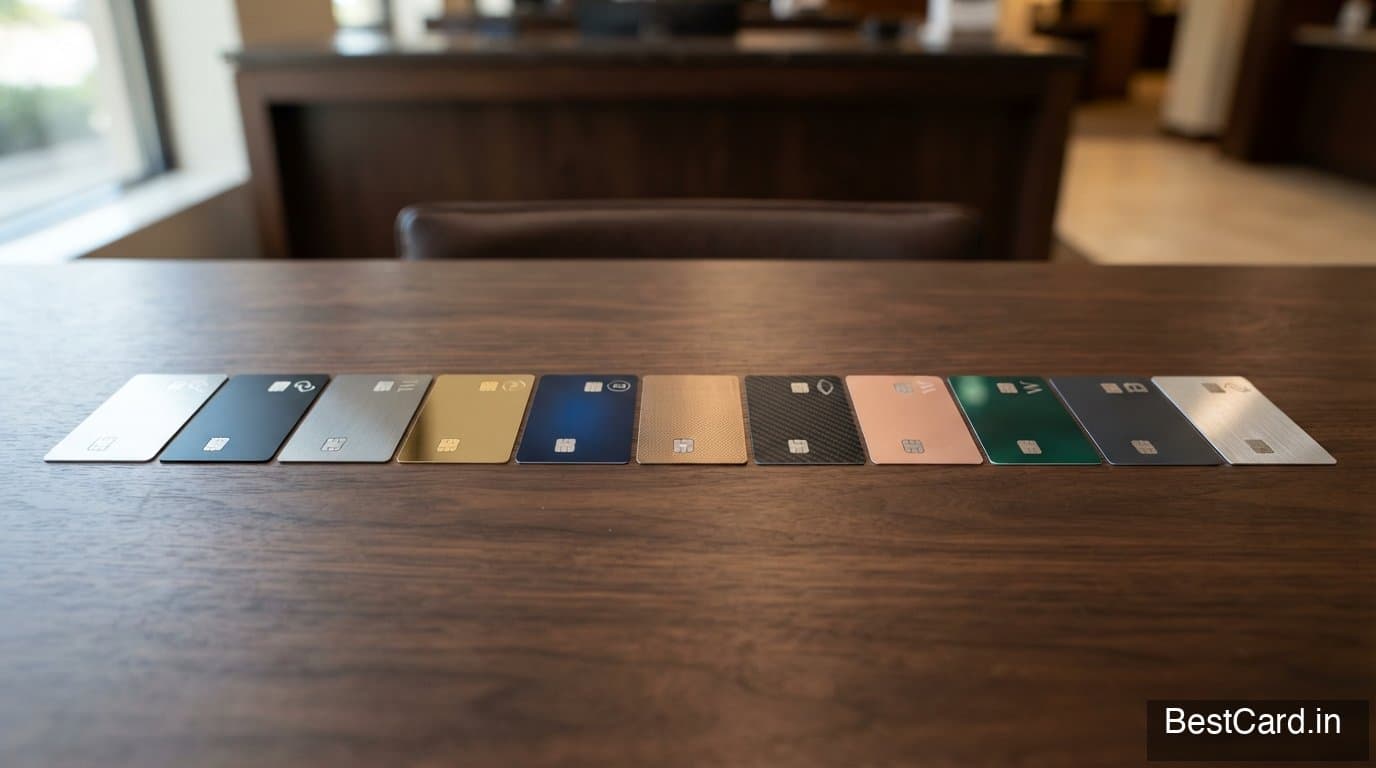 Person comparing multiple credit card options on a laptop screen