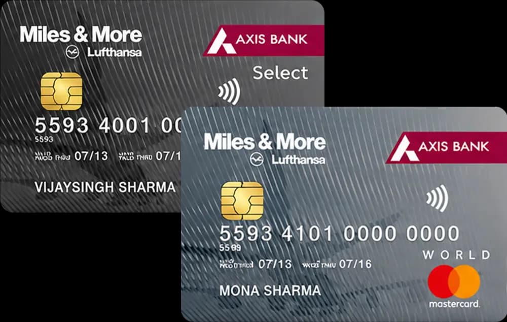 Axis Bank Miles & More credit card with an airline boarding pass