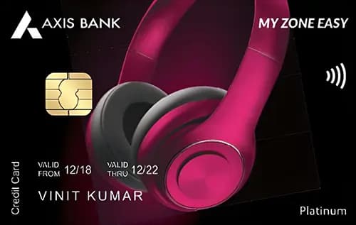 Axis My Zone credit card next to movie tickets and popcorn