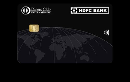 HDFC Diners Club Black metal credit card on a dark background
