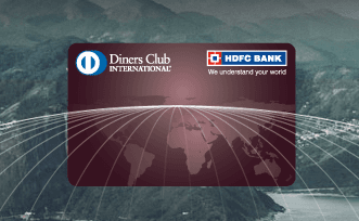 HDFC Diners Club Premium credit card beside a passport and flight ticket