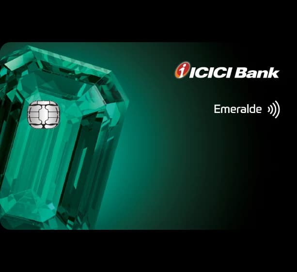 ICICI Emeralde credit card on a dark background