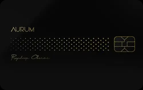 SBI Card AURUM premium metal credit card on a dark background