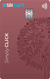 SBI SimplyCLICK card next to a smartphone displaying an online shopping app