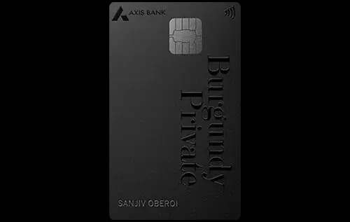 Axis Burgundy Private metal credit card on a marble surface